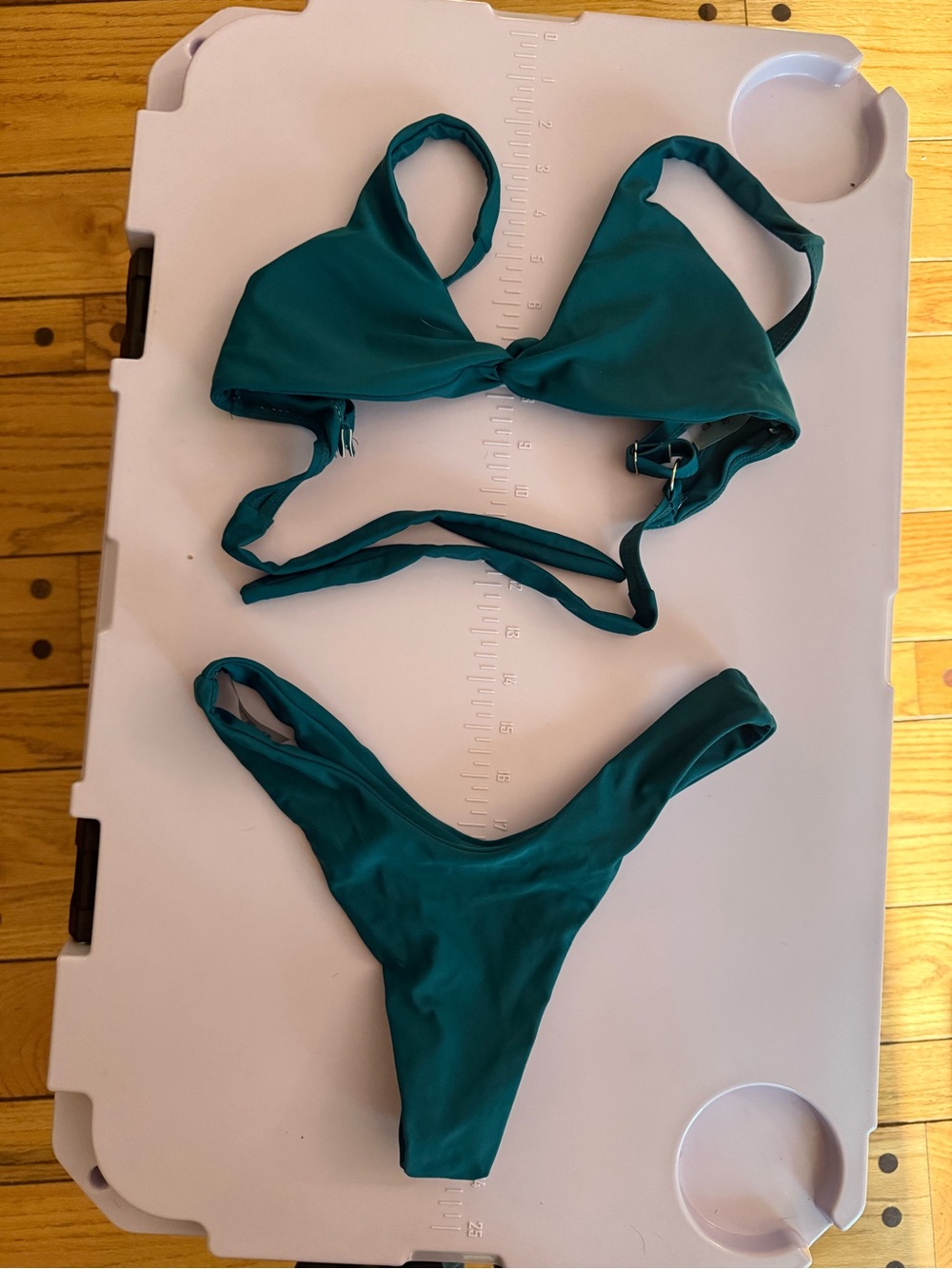 Teal Women's Two-Piece Swim Bikini - Tie-Back Top & High-Cut Bottom
